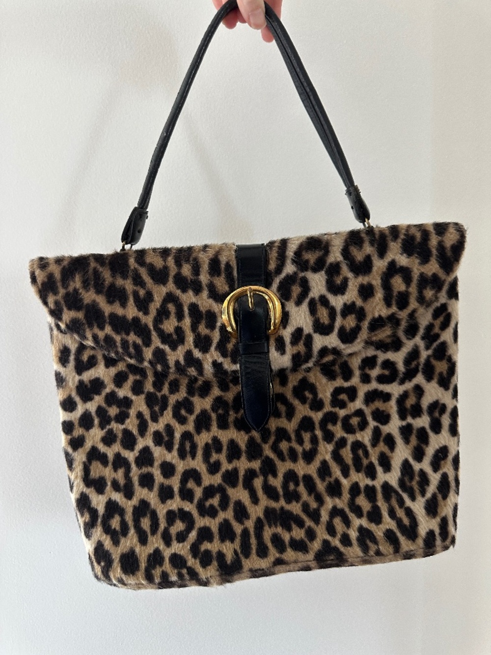 Vintage Ronay faux-fur leopard handbag 1950s/1960s